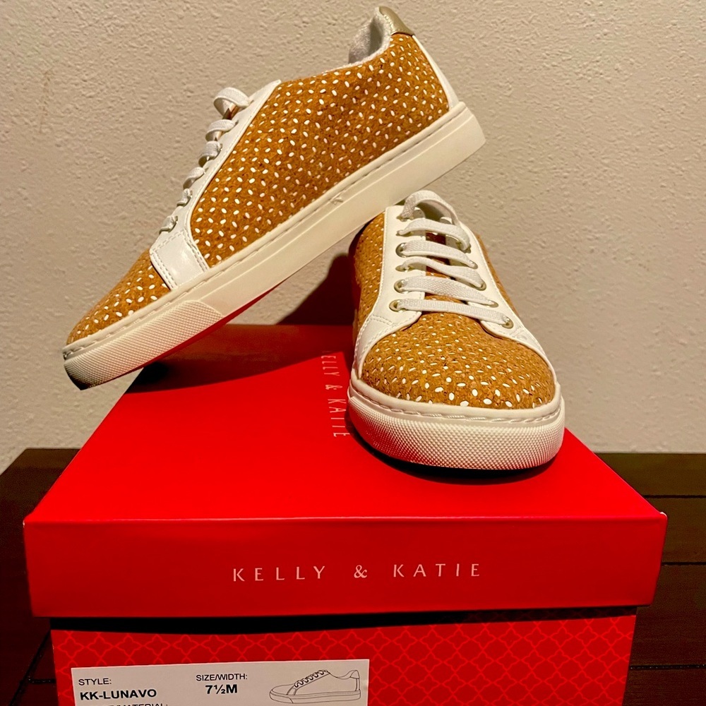 Kelly & Katie white and cork sneakers